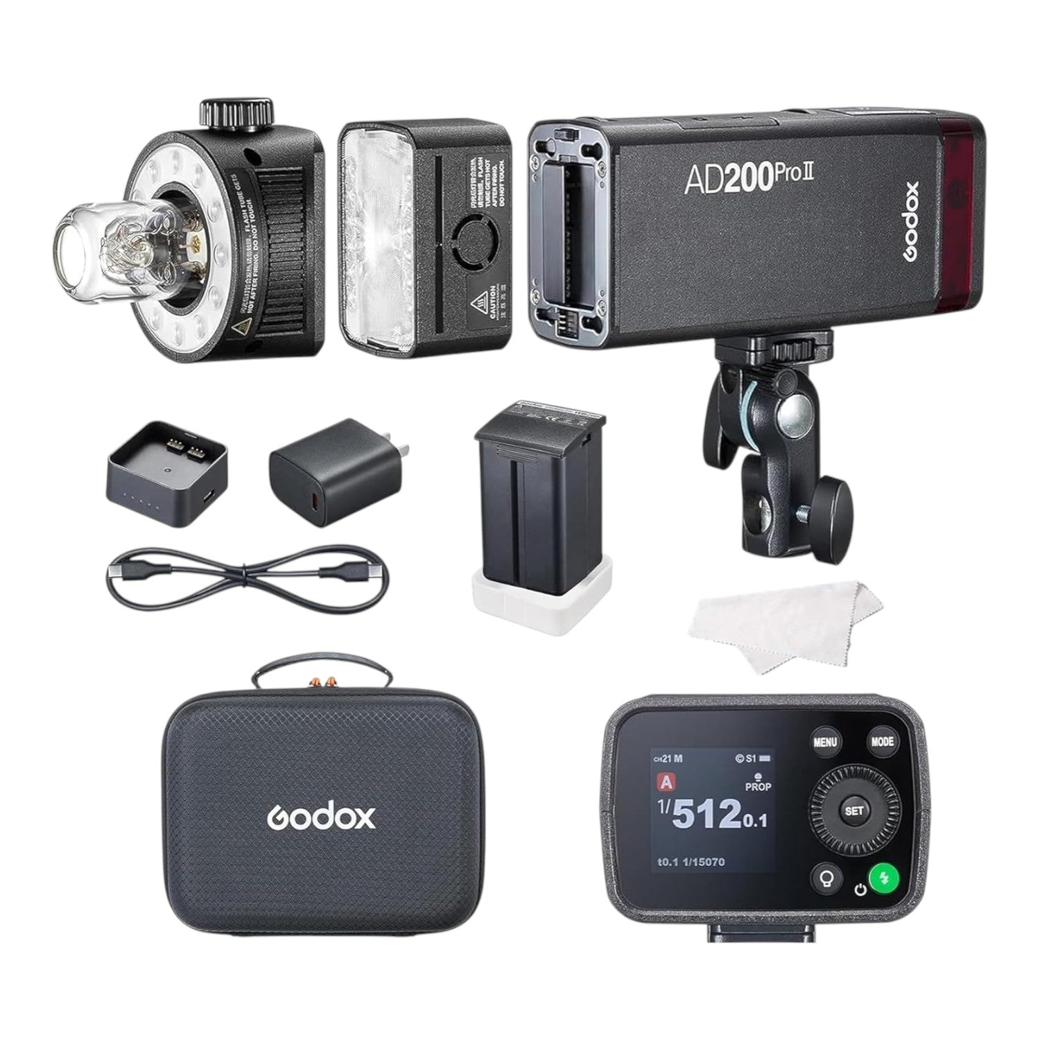 Godox AD200Pro II 200Ws Paraflaş One-Tap Sync ve Renkli TFT Ekranlı Pocket Flash