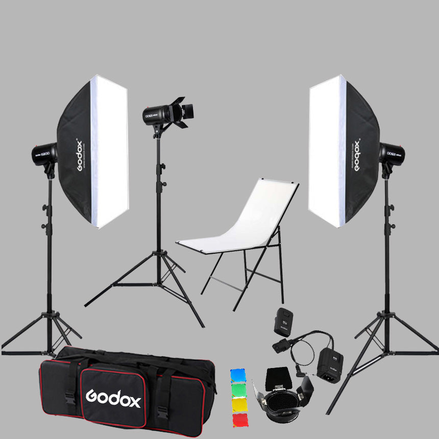 Godox E250 3'lü Paraflaş Set + Çekim Masası 60x100 cm