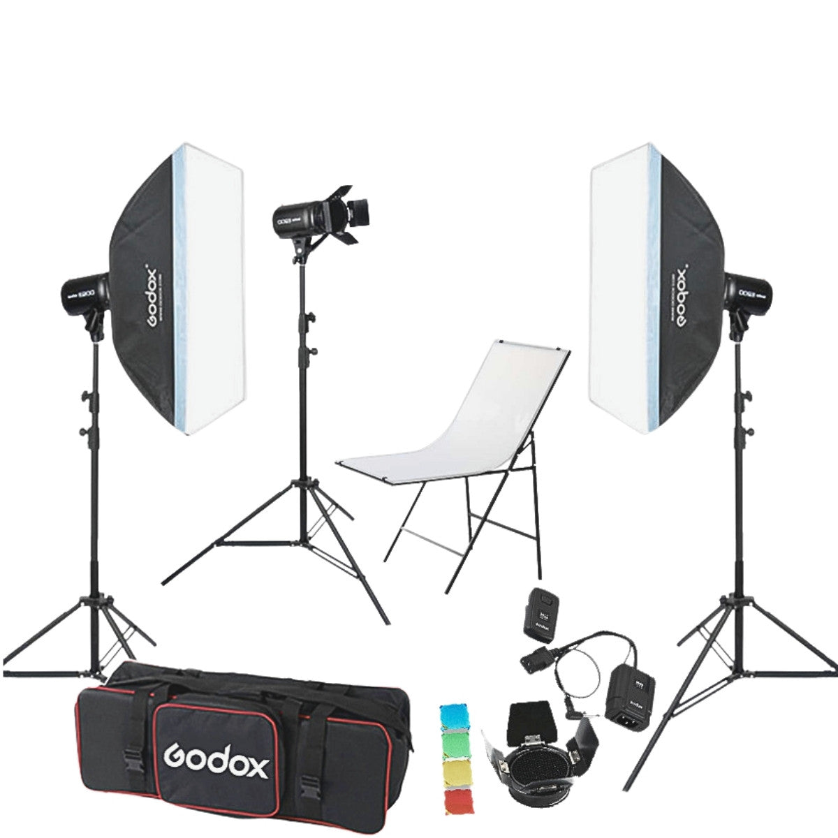 Godox E250 3'lü Paraflaş Set + Çekim Masası 60x100 cm