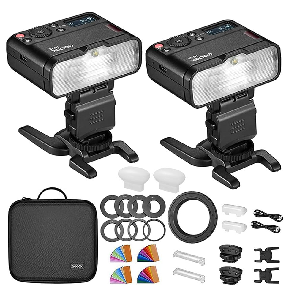 Godox MF12 K2 Makro Flaş Difüzörlü İkili Set + XPRO-C TTL Canon Tetikleyici