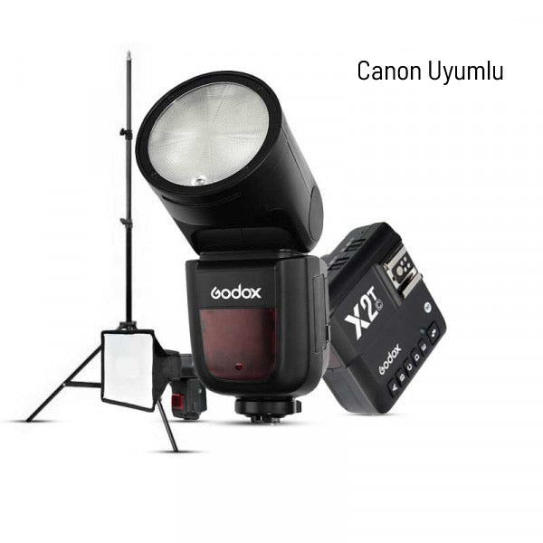 Godox V1 Canon Flaş Full Set (Flaş, Tetikleyici, Softbox, Tripod)