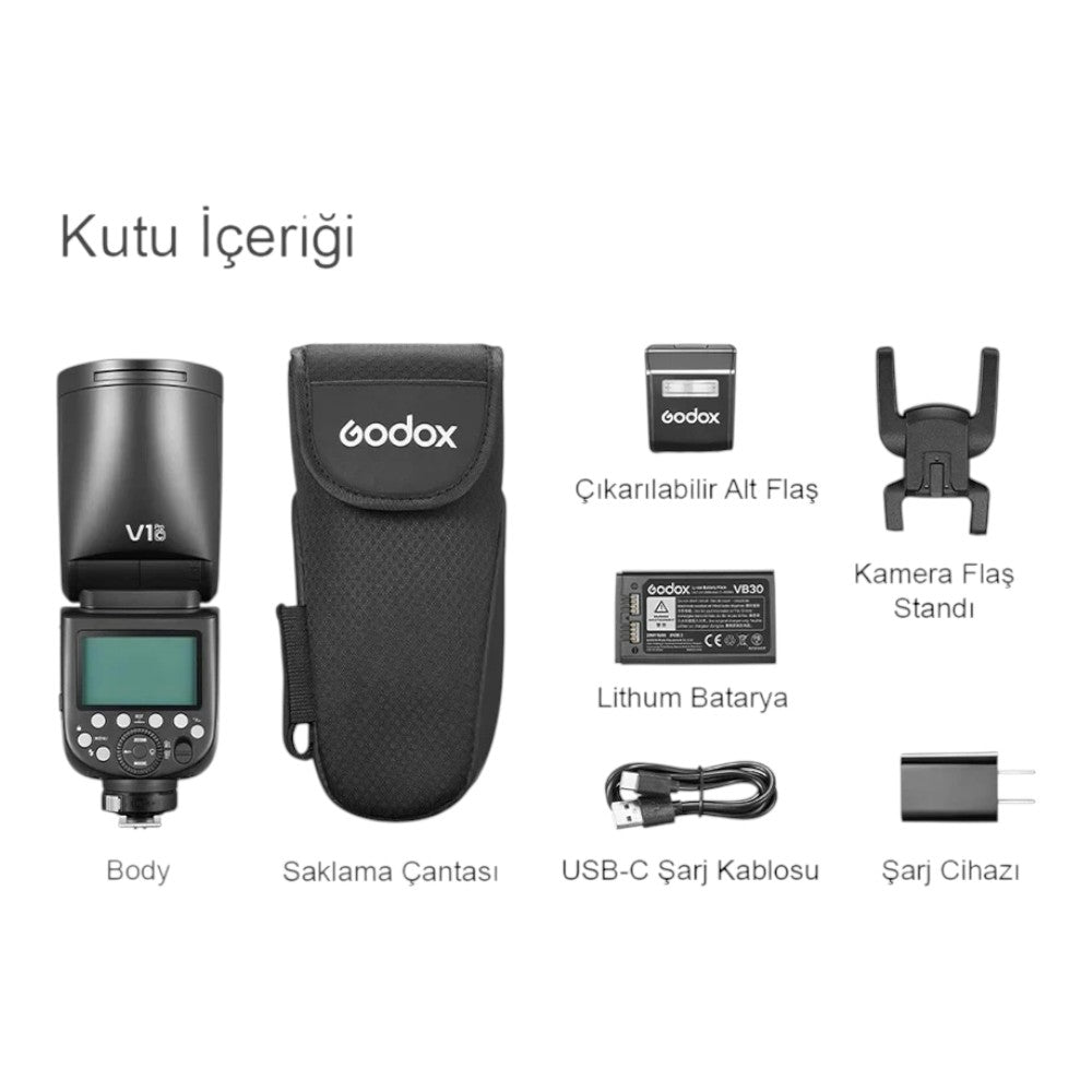 Godox V1 Pro Sony Uyumlu Yuvarlak Kafa Tepe Flaşı