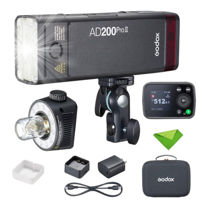 Godox AD200Pro II 200Ws Paraflaş One-Tap Sync ve Renkli TFT Ekranlı Pocket Flash