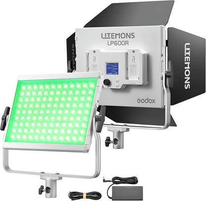 Godox LP600R RGB İkili LED Panel Işık Kiti 1800K-10000K Taşıma Çantalı