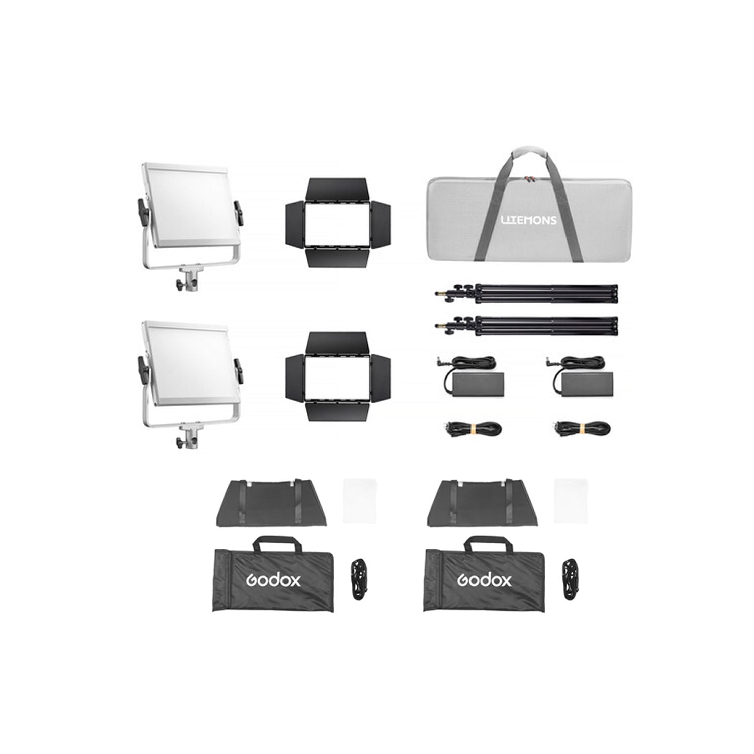 Godox LP600R RGB İkili LED Panel Işık Kiti 1800K-10000K Taşıma Çantalı