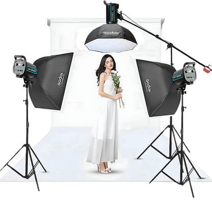 Godox QS600 II W/S 3&#39;lü Stüdyo Paraflaş SoftBox Kit (600 Watt) &amp; Stüdyo Fon Perde Sistemi