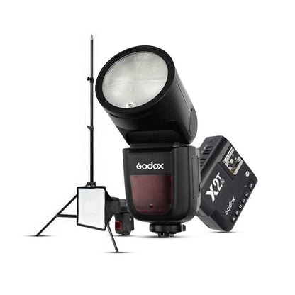 Godox V1 Nikon Flaş Full Set (Flaş, Tetikleyici, Softbox, Tripod)