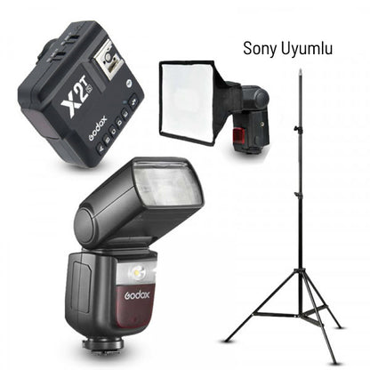 Godox V860III-S Sony Flaş Full Set (Tepe Flaş + Tetikleyici + Tripod + Softbox)